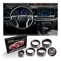 Polodunn for 2022-2025 2026 Chevy Silverado 1500 Accessories &amp; 2024-2026 Chevrolet Silverado 2500HD/3500HD, 7pcs Aluminum Alloy Knob Cover Trim Kit (Black) - Push Start, AC, Volume, Headlight &amp; Mode