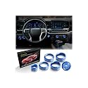 Polodunn for 2022-2025 2026 Chevy Silverado 1500 Accessories & 2024-2026 Chevrolet Silverado 2500HD/3500HD, 7pcs Aluminum Alloy Knob Cover Trim Kit (Blue) - Push Start, AC, Volume, Headlight & Mode