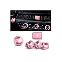 Polodunn for 2022-2026 Honda Civic, 2023-2026 CRV/HRV/Acura Integra, 2023-2025 Accord & 2025 ADX Accessories - 6pcs Aluminum Alloy Knob Cover Trim Set FIts Push Start, AC & Hazard Light (Pink)