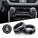 Polodunn for Toyota RAV4 Accessories 2025 2024 2023 2022 2021 2020 2019 -Air Conditioning Knob Covers, Push Start Button Cover Trim Rings 4pcs (Black)