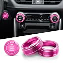 Polodunn for Toyota RAV4 Accessories 2025 2024 2023 2022 2021 2020 2019 -Air Conditioning Knob Covers, Push Start Button Cover Trim Rings 4pcs (Rose Red)