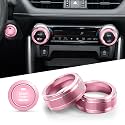 Polodunn for Toyota RAV4 Accessories 2025 2024 2023 2022 2021 2020 2019 -Air Conditioning Knob Covers, Push Start Button Cover Trim Rings 4pcs (Pink)