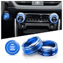 Polodunn for Toyota RAV4 Accessories 2025 2024 2023 2022 2021 2020 2019 -Air Conditioning Knob Covers, Push Start Button Cover Trim Rings 4pcs (Blue)