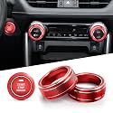 Polodunn for Toyota RAV4 Accessories 2025 2024 2023 2022 2021 2020 2019 -Air Conditioning Knob Covers, Push Start Button Cover Trim Rings 4pcs (Red)