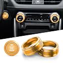 Polodunn for Toyota RAV4 Accessories 2025 2024 2023 2022 2021 2020 2019 -Air Conditioning Knob Covers, Push Start Button Cover Trim Rings 4pcs (Gold)