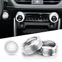 Polodunn for Toyota RAV4 Accessories 2025 2024 2023 2022 2021 2020 2019 -Air Conditioning Knob Covers, Push Start Button Cover Trim Rings 4pcs (Silver)