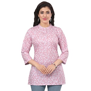Poly Crepe Printed Short Kurti Tunic Top