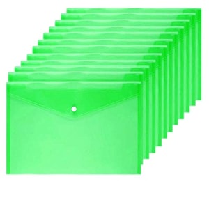poly envelope 12 pcs document envelopes with snap button quality clear document folder for a4 size green