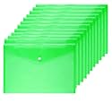 Poly Envelope 12 Pcs Document Envelopes with Snap Button Quality Clear Document Folder for A4 Size (Green)