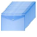 Poly Envelope 12 Pcs Document Envelopes with Snap Button Quality Clear Document Folder for A4 Size (Blue)
