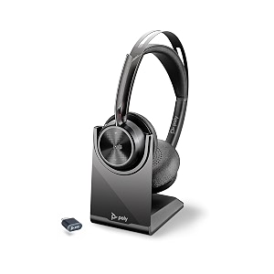 poly voyager focus 2 uc wireless headset wmicrophone amp charge stand plantronics - active noise canceling anc - connect pcmacmobile via bluetooth -works wteams certifiedzoom-amazon exclusive