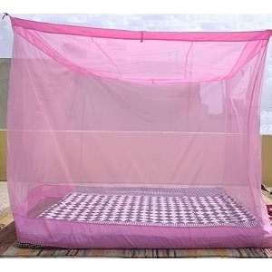 polycotton mosquito netmachardani for double bed 8x8ft ideal for indoor and outdoor use- pink