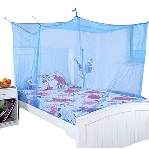 polycotton mosquito netmachardani for double bed 8x8ft ideal for indoor and outdoor use- blue