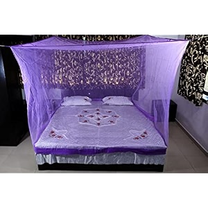 polycotton mosquito netmachardani for single bed 5x7 ft ideal for indoor and outdoor use- purple