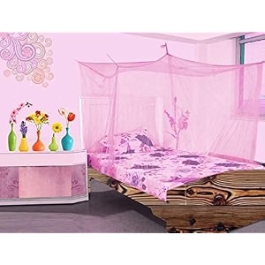 polycotton mosquito netmachardani for single bed 5x7 ft ideal for indoor and outdoor use- pink