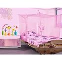 Polycotton Mosquito Net/Machardani for Single Bed (5x7 ft) Ideal for Indoor and Outdoor use- Pink