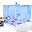 Polycotton Mosquito Net/Machardani for Single Bed (4x6.5 ft) Ideal for Indoor and Outdoor use- Blue