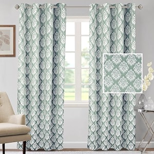 cortina polyester door curtains 7 feet 250gsm - jacquard printed light-filtering 70-80 room darkening curtains for bedroom office living room amp hallway pack of 2 light green