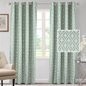 cortina polyester door curtains 7 feet 250gsm - jacquard printed light-filtering 70-80 room darkening curtains for bedroom office living room amp hallway pack of 2 sea green