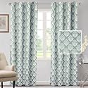 Cortina Polyester Door Curtains 7 Feet 250GSM - Jacquard Printed Light-Filtering (70-80% Room Darkening) Curtains for Bedroom, Office, Living Room &amp; Hallway (Pack of 2, Light Green)