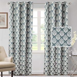 cortina polyester long door curtains 9 feet 250gsm - jacquard printed light-filtering 70-80 room darkening curtains for bedroom office living room amp hallway pack of 2 light grey