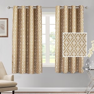 cortina polyester window curtains 5 feet 250gsm - jacquard printed light-filtering 70-80 room darkening curtains for bedroom office living room amp hallway pack of 2 brown