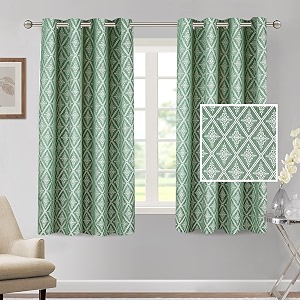 cortina polyester window curtains 5 feet 250gsm - jacquard printed light-filtering 70-80 room darkening curtains for bedroom office living room amp hallway pack of 2 green
