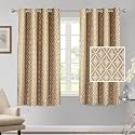 Cortina Polyester Window Curtains 5 Feet 250GSM - Jacquard Printed Light-Filtering (70-80% Room Darkening) Curtains for Bedroom, Office, Living Room &amp; Hallway (Pack of 2, Brown)