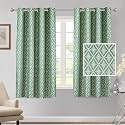 Cortina Polyester Window Curtains 5 Feet 250GSM - Jacquard Printed Light-Filtering (70-80% Room Darkening) Curtains for Bedroom, Office, Living Room &amp; Hallway (Pack of 2, Green)