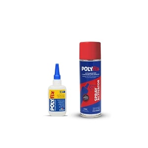 polyfix low viscosity cyanoacrylate instant glue and spray activator aerosol combo kit - suitable for acrylic flex footwear toys ceramic helmets - for quick and strong bonding - 50g  100ml