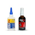 Polyfix Low Viscosity Cyanoacrylate Instant Glue and Glass Spray Activator Combo Kit - Suitable for Acrylic, Flex, Footwear, Toys, Ceramic, Helmets - for Quick and Strong Bonding - 50g+100ml