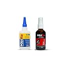 Polyfix Low Viscosity Cyanoacrylate Instant Glue and Glass Spray Activator Combo Kit - Suitable for Acrylic, Flex, Footwear, Toys, Ceramic, Helmets - for Quick and Strong Bonding - 50g+50ml