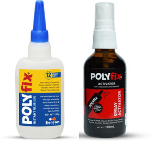 polyfix multipurpose instant superglue lv with accelerator glass bottle combo kit adhesive 150 g