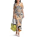 Polynesian Dress for Women Short Sleeve High Waist Maxi Skirt