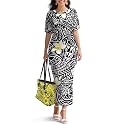 Polynesian Dress for Women Short Sleeve High Waist Maxi Skirt
