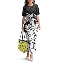 Polynesian Dress for Women Short Sleeve High Waist Maxi Skirt
