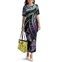 Polynesian Dress for Women Short Sleeve High Waist Maxi Skirt