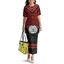 Polynesian Dress for Women Short Sleeve High Waist Maxi Skirt