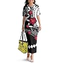 Polynesian Dress for Women Short Sleeve High Waist Maxi Skirt