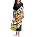 Polynesian Dress for Women Short Sleeve High Waist Maxi Skirt