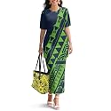 Polynesian Dress for Women Short Sleeve High Waist Maxi Skirt