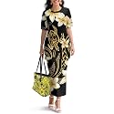 Polynesian Dress for Women Short Sleeve High Waist Maxi Skirt
