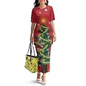 Polynesian Dress for Women Short Sleeve High Waist Maxi Skirt
