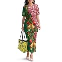 Polynesian Dress for Women Short Sleeve High Waist Maxi Skirt