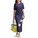 Polynesian Dress for Women Short Sleeve High Waist Maxi Skirt