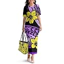 Polynesian Dress for Women Short Sleeve High Waist Maxi Skirt