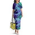 Polynesian Dress for Women Short Sleeve High Waist Maxi Skirt