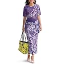 Polynesian Dress for Women Short Sleeve High Waist Maxi Skirt