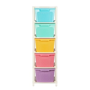 Polyset Amber Plastic Drawer 5 Tier Pastel