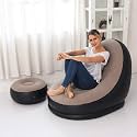 Polyvinyl Chloride Inflatable Leisure Sofa Chair and Footstool Recliner Air Couch for Gaming, Swimming Pool, Air Chair (Brown), 1